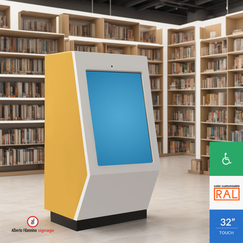 Kiosk biblioteca  - Kiosk Biblioteca Touch Screen accessibile anche da seduti per la consultazione del catalogo libri e audiovisivi.